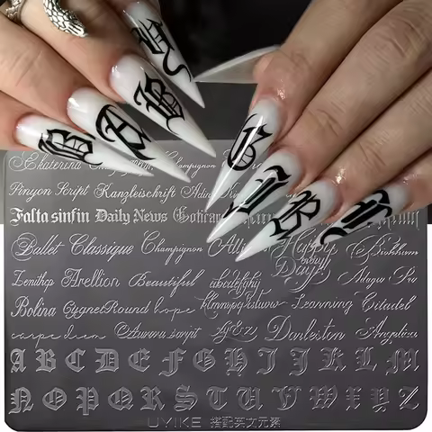 1pcs Romantic English Cursive Words Nail Stamping Plates 14.5*9.5cm Gothic Roman Alphabet English Le