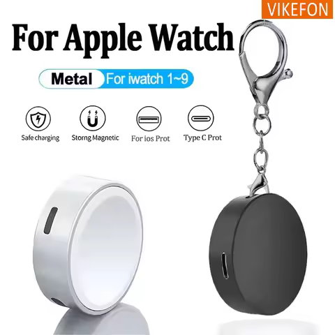 Portable Magnetic Watch Wireless Charger With keychain for Apple Watch 10 S9 8 7 6 5 4 Ultra2 SE Typ