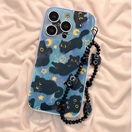 Xiaomi Redmi A3 13C 14C Case poco C61 C65 C75 Cute Black Cat Hardcase Casing Black Cat BraceletTALI