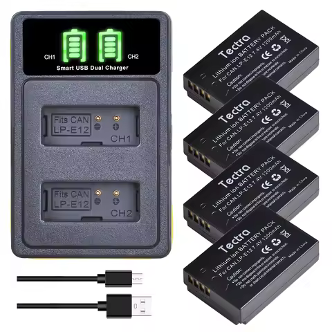LP-E12 Battery+Dual Charger for Canon EOS-M,EOS M2,M10,EOS M50,EOS M50 Mark II,EOS M100,M200,SX70 HS
