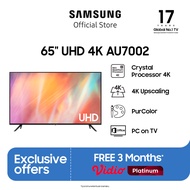 Samsung AU7002 65 inch Smart TV Ultra HD 4K with PurColor Browser/Netflix/YouTube Dolby Digital Plus New Bezel-less Tizen OS WiFi/HDMI/USB/Bluetooth - UA65AU7002KXXD