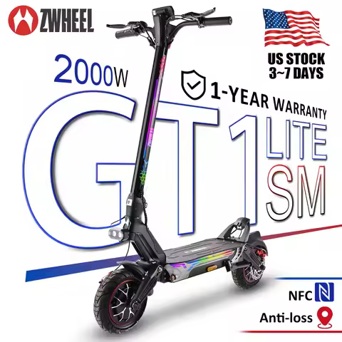 ZWHEEL GT1-Lite Adult Performance Electric Scooter 2000W Peak Rear Drive Max Speed 39 MPH Max Range 