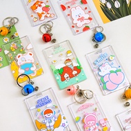 【CW】Cartoon Bus Card Holder Acrylic ID Case Campus Access Card with Keychain Credit ID Bank Card Holder Transparent Cover