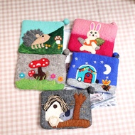 < Camping > Wool Felt Bag Coin Bag Key Coin Purse Hand-Made Bag Card Holder Coin Bag