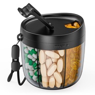 PULIV Portable Pill Dispenser Bottle, Vitamin Organizer with 7 Compartments, Holds Plenty of Supplem