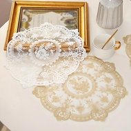 Vintage French Lace Coasters Table Linens Set Romantic Embroidery Ins Aesthetic Placemats for Coffee