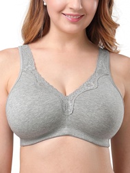 AILIVIN Women's Soft Cotton Lace Wirefree Plus size Bras Full Coverage Non Padded Bra(34B-44G)