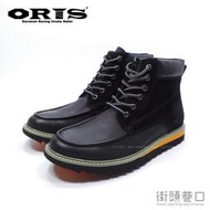 ORIS 筒靴 6孔 工作鞋 時尚 真牛皮+麂皮拼接鞋面 粗曠耐磨厚底【街頭巷口 Street】S7903N01 黑色