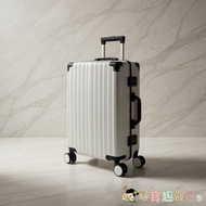 WALLABY Kangaroo Brand Ultra-Fine Retro Aluminum Frame Luggage, 20 Inch (35 x 25 x 55cm), White