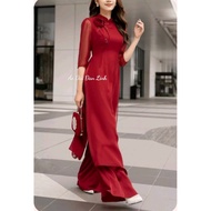(A496) Áo dài cách tân áo dài dáng lỡ von 4 tà mềm màu đỏ đô sang trọng - Áo Dài Đan Linh
