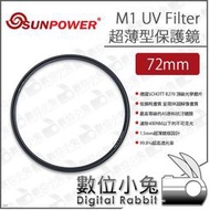 數位小兔【SUNPOWER M1 UV Filter 超薄型 保護鏡 72mm】高透光 保護鏡 濾鏡 超薄框 UV鏡
