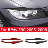 :{-- “สำหรับ BMW 3ซีรีส์ E90 320I 318I 325I อุปกรณ์เสริม2005-2008รถคาร์บอนไฟเบอร์เปลือกตาคิ้วไฟหน้าแผ่นครอบสติกเกอร์ตกแต่ง