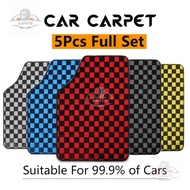 Carpet kereta Car Floor Mat Anti-Slip Full Set Universal Karpet Dadu Dice Fit Myvi Waja City Hrv Ativa Saga Bezza Kancil