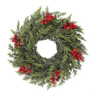 SuperRide Artificial Christmas Wreath Seasonal Wreath 24 Inch Christmas Norfolk Pine Wreath with Red