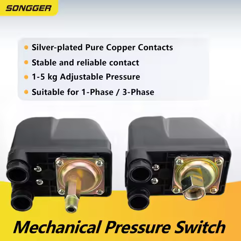 Mechanical Pressure Switch for Water Pump 250V G3/8 G1/4 Thread Copper Silver Contact Automatic Self