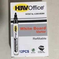 ♞,♘Double H 12pcs/1box HBW White Board Marker Black Ink Refillable Whiteboard Marker Markers
