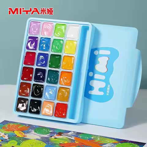 HIMI Jelly Gouache Paint Set, 18/24 Colors 30ml/1oz in a Carrying Case Opaque Watercolor Painting Pe