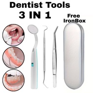 3Pcs/Set Dental Hygiene Tool Kit Dentist Tartar Scraper Calculus Plaque Remover Teeth Cleaning Oral 