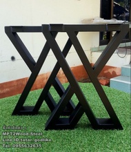 MPT2Wood-Steel ขาโต๊ะเหล็ก ขาโต๊ะกลาง ขาเก้าอี้ม้านั่ง 3D-X Model MPT-48 30x40cm ดำด้าน 1คู่(2ชิ้น