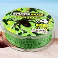 HIJAU Bingolife PE Braided FishingTALI X4 X8 100m Spider Design Green Motif Pull Strengthbiru 6.8kg 