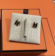 Hermes mini pop h 黑金耳環