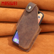 Men Genuine Men's Genuine Leather Mobile Phone Waist Bag Construction Site Mobile Phone Small Waist 