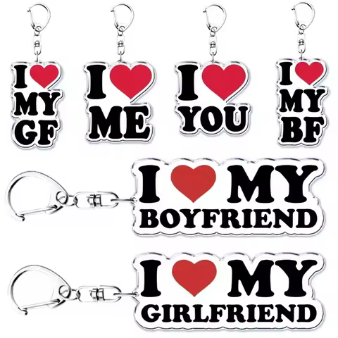 Creative Letter Keychain I Love You My Fictional Boyfriend Awesome Girlfriend Me DIY Keyring Wife Mo