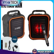 HARPMAN Portable Speaker 6.5 inch wireless 15W Speaker Box PA System With Handheld Wireless Mic Blue