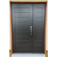 Pintu Kayu Keras Padu FULL SOLID Meranti 100% Original Wooden Solid Timber Hardwood Door Pintu Rumah Kembar Double Leaf