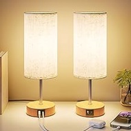 Bedside Lamp with Charging Function via USB-A and USB-C Ports, Bedside Lamp Touch Dimmable with 3 Le