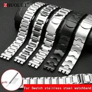 For Swatch Solid Core Metal Bracelet  Concave Convex Watch Chain YCS Yas YGS Iron Men And Women's Steel Watchband Ceramic Strap