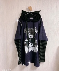 Noemie x Kuromi 紫黑拼色地雷系印花衛衣one piece