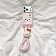 新品现货粉格米菲兔表情带标签适用iPhone17PROMAX皮纹手机壳16小众15Pink Miffe Rabbit Expression Label for iPh20260116
