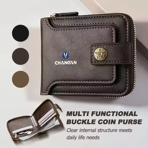 Leather Car Short Wallet Multi-card Slots Coin Pocket Money Clip For Changan CX70 CS35 Alsvin CS75 H