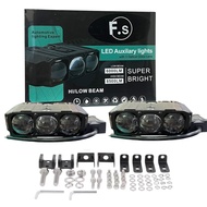 1คู่ ไฟหน้าเลนส์โปรเจคเตอร์ 3LED (ขาว-เหลือง) F.S 85W DC 9-30V สำหรับมอเตอร์ไซค์ /รถยนต์