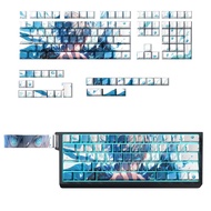 136 Keycaps Translucents Keycaps Satoru Gojos ด้านข้างพิมพ์ Backlit แป้นพิมพ์รองเท้าฟุตบอลสำหรับ60 8