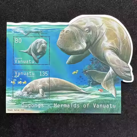 Vanuatu Post Stamps Postage 2002 Animal Dugong Manatee Souvenir Sheet 2 New Collectible Postage Stam