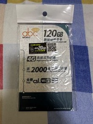 ABC MOBILE 365日 140GB (CSL網絡) 上網數據卡+2000 通話分鐘 4G LTE FREE CSL WIFI 本地數據儲值卡 (包本地平郵）