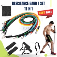 [PAKET LENGKAP] 11 IN 1 Resistance Band Bands Set Alat Fitness Portable Workout gym / Resistance Bands 11 in 1 Set Tali Pembantu Fitness Gym Power / Tali Streching untuk Gym Fitness  Alat Olah Raga Elastic Band Fitness Gym Tali Karet Pilates Stretch Rope