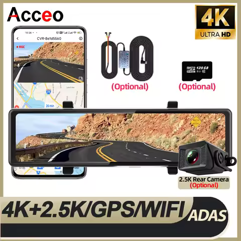 Full HD 4K ADAS Dash Cam Night Vision with WiFi Car DVR Rear View Mirror Optional 2.5K Rear View Cam
