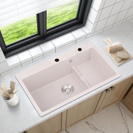 Quartz Sink Topmount Single Bowl Granite Stone Kitchen Sink Oatmeal Color