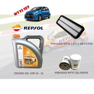 PACKAGE- REPSOL 10W-30 - GXR7 PCMO ACTION SERIES ENGINE OIL - 3L+ MYVI 1.3/1.5 OIL& AIR FILTER