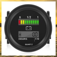 (HARB) 12V/24V/36V/48V/72V LED Digital Battery Status Charge Indicator with Hour Meter Gauge Black