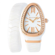 寶格麗 Serpenti Spiga 女士腕錶,18K 玫瑰金,陶瓷和鑽石,白金,102613 (SPC35WG)