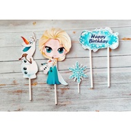 Topper toper decoration skewer rice tumpeng cake birthday cake happy birthday character frozen elsa 