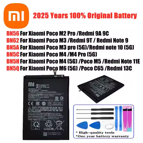 BN62 BN56 BN5C BN5H BN5Q BN5A Original Battery For Xiaomi Poco M6 M5 M4 M3 M2 Pro C65 Redmi 9T 9A 9C