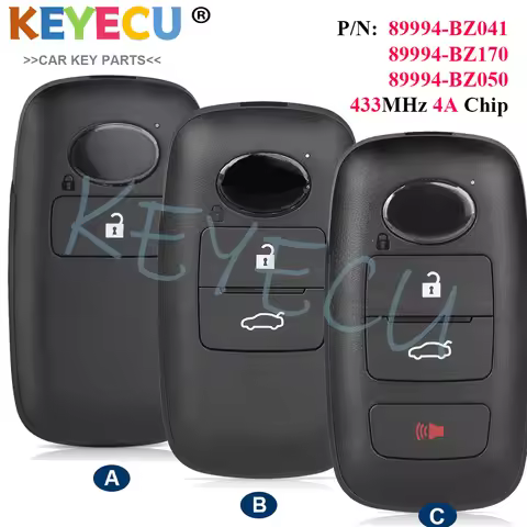 KEYECU 89994-BZ041, 89994-BZ170, 89994-BZ050 433mhz 4A Chip Keyless Go Smart Key 2/3/4 Button for To