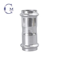 304 DN15 to DN32 Press Straight Adaptor Fitting Stainless Steel Sanitary Double Press Straight Conne