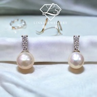 ［Real Moissanite］Can Pass Diamond Test 18K Gold Triple Layer Gradient Pearl Earrings ME013 Diamond E