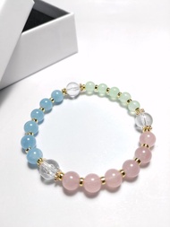 爆晶 海藍寶 綠玉隨  甜心水晶手串 愛情事業的薔薇石